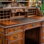 antique faux quarter-sawn oak desk with square nuts